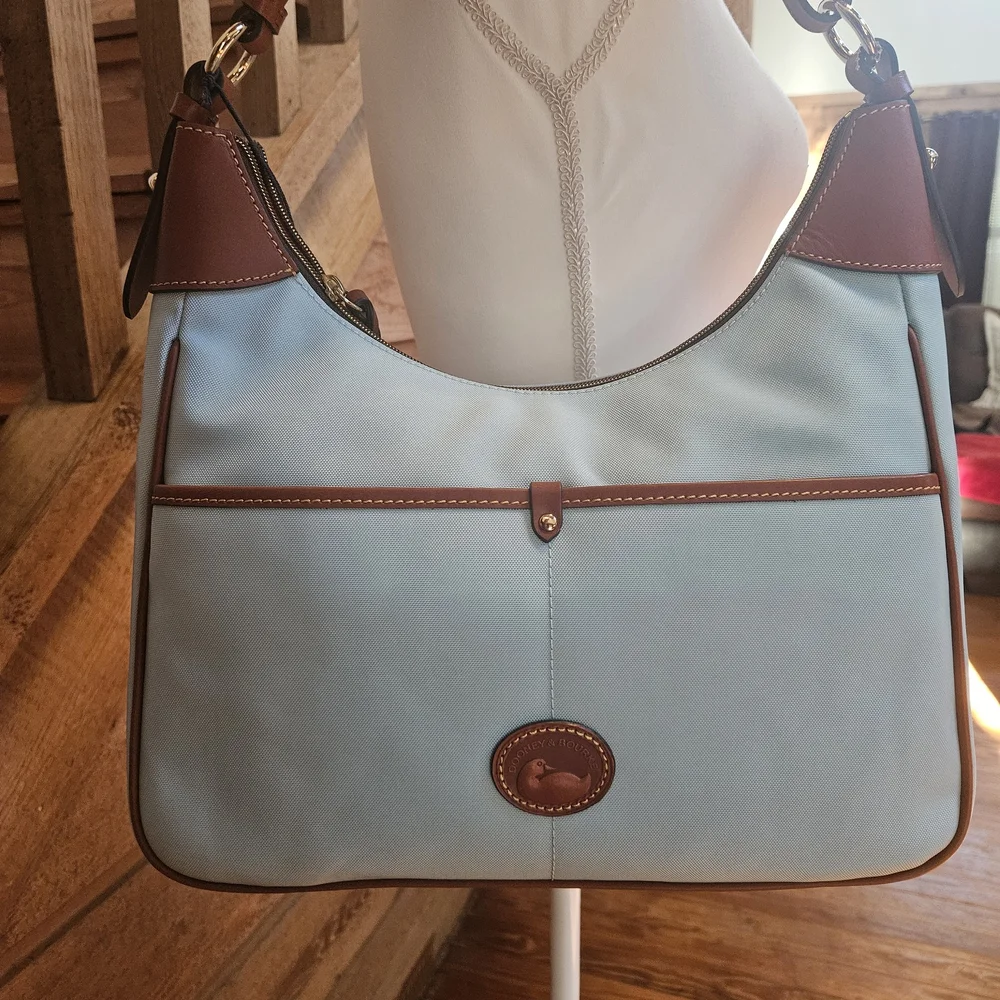 Dooney & Bourke Light Blue and Brown Hobo Bag